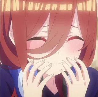 💙 edf10d53 Miku Nakano The Quintessential Quintuplets アニメ, 女の子, 照れ, 可愛い, ミク telegram sticker