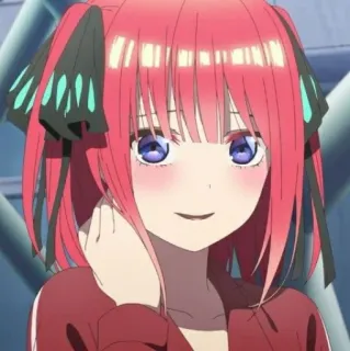 🦋 8c6a64bc Nino Nakano The Quintessential Quintuplets Аниме, Нино Накано, Пять невест, милая, девушка, розовые волосы, бабочка telegram sticker