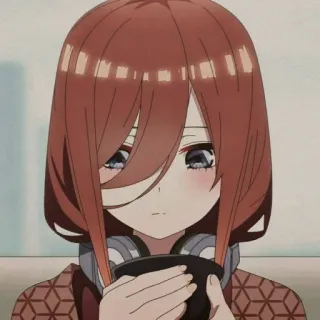 🌿 5038f19f Miku Nakano The Quintessential Quintuplets 动漫, 女孩, 耳机, 可爱 telegram sticker