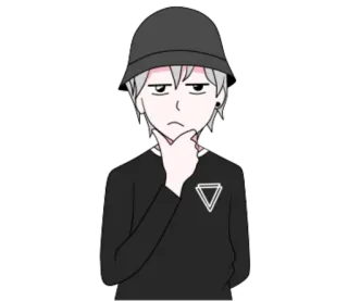 🤔 6f456201 动漫, 人物, 思考, 帽子, 男人 telegram sticker