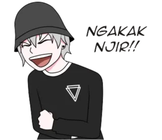 😆 beef2d73 NGAKAK NJIR!! 笑, 动漫风, 卡通, 俚语, 印尼语 telegram sticker