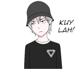 😌 cfa95562 KUY LAH! 动漫, 男孩, 韩风, 休闲, 贴纸 telegram sticker