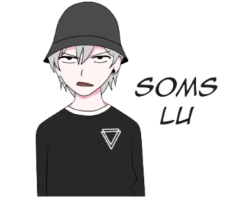 😕 f4ad1465 SOMS LU 动漫, 卡通, 绘画, 漫画, 角色, 渔夫帽 telegram sticker