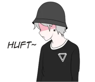 😣 fd879ca7 HUFT~ 动漫, 漫画, 悲伤, 渔夫帽, 灰发 telegram sticker