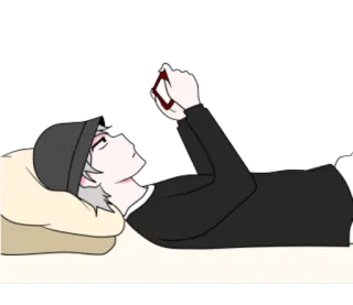 🎮 fdf816be 动漫, 手机, 放松, 躺着, 卡通, 智能手机 telegram sticker