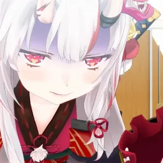 👿 960ff853 Anime, Garota, olhos vermelhos, cabelo branco, demônio, Vtuber whatsapp sticker