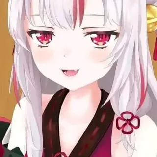 😏 edb5afc0 anime, desenho animado, vtuber, garota, mangá, olhos vermelhos, fofo whatsapp sticker