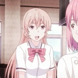 🥘 edf1cd15 anime, garota, sorrindo, rosa, laço, uniforme escolar telegram sticker