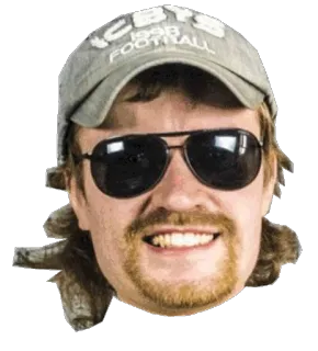 😎 68f0a6f5 1998 FOOTBALL 男人, 鲻鱼头, 帽子, 太阳镜, 肖像 telegram sticker