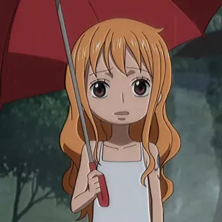 🍊 173d339a Nami One Piece anime, manga, character, girl, umbrella, Nami whatsapp sticker