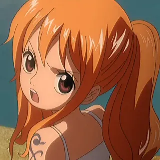 🍊 333168cd Nami One Piece anime, one piece, nami, cartoon, character, orange hair, tattoo whatsapp sticker
