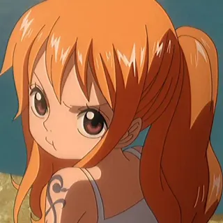 🍊 44eb0b26 Nami One Piece Nami, One Piece, anime girl, cartoon, orange hair, cute whatsapp sticker