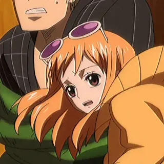 🍊 77c6fda8 Nami One Piece anime, character, nami, one piece, orange hair, animation whatsapp sticker