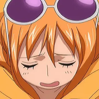 🍊 d2f1f4f1 Nami One Piece anime, One Piece, Nami, cartoon, character, manga, expression, sad whatsapp sticker