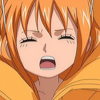 🍊 dbe5e775 Nami One Piece anime, manga, orange hair, facial expression, cartoon whatsapp sticker
