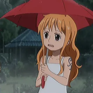🍊 fff69505 Nami One Piece Nami, One Piece, anime, umbrella, character, manga whatsapp sticker