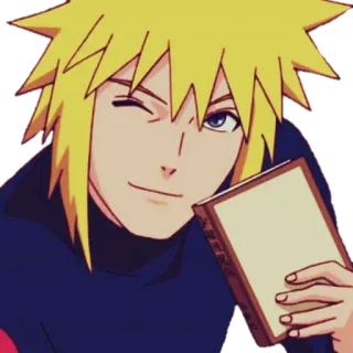 😉 78f657bf Minato Namikaze Naruto anime, mangá, loiro, piscadela, livro telegram sticker