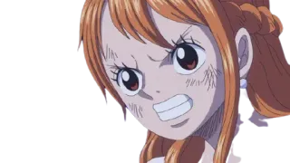 👑 09011e33 Nami One Piece Anime, One Piece, Nami, Arrabbiato/a, Cartone animato telegram sticker