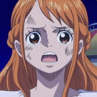 👑 820939e1 Nami One Piece anime, manga, piangere, preoccupato, triste, Nami, One Piece telegram sticker