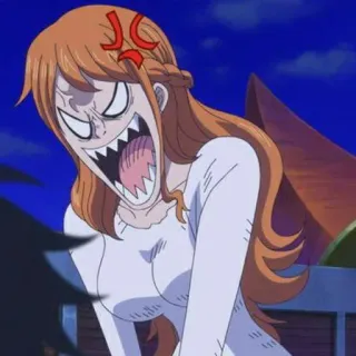 👑 94d8791d Nami One Piece Anime, One Piece, Nami, arrabbiata, Cartone animato telegram sticker