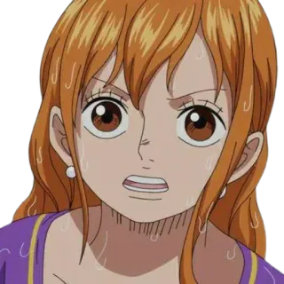 👑 99bdaee6 Nami One Piece anime, manga, Nami, One Piece, arrabbiato, preoccupato telegram sticker