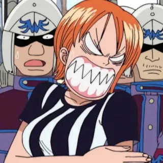 π€¬ 09b9606e Nami One Piece anime, angry, female, cartoon telegram sticker