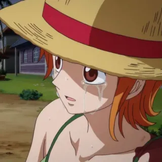 π 2a84b0a7 Nami One Piece anime, crying, sad, character, straw hat telegram sticker