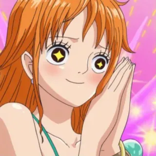 π€© 39c972d0 Nami One Piece anime, manga, orange hair, female, sparkles telegram sticker