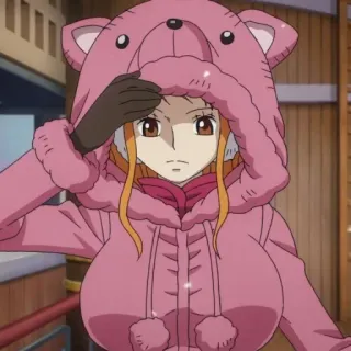 π 414da1d9 Nami One Piece anime, orange hair, bear costume, girl, cute telegram sticker