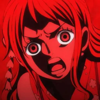 π° a53cc9fd Nami One Piece anime, cartoon, angry, woman, red telegram sticker