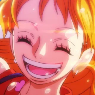 π b1d2bb65 Nami One Piece anime, smiling, orange hair, straw hat pirates, navigator telegram sticker