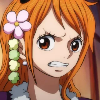 π b77cbfe5 Nami One Piece anime, manga, pirate, orange hair, navigator, straw hat telegram sticker