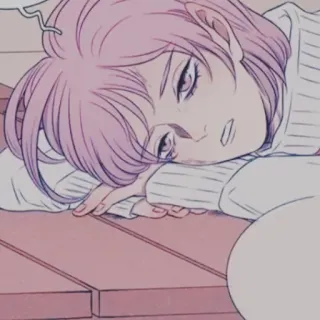 ✖ 1b388ec3 Anime, Kartun, Orang, Rambut pink, Lelah, Santai telegram sticker