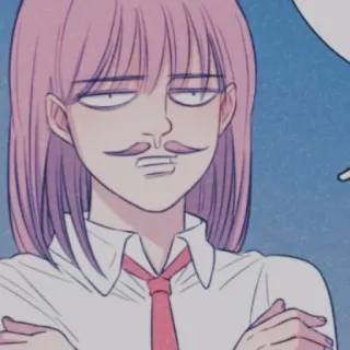 ✖ 83c47231 orang, rambut pink, kartun, kumis, dasi telegram sticker