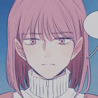 🍧 b203263c wanita, rambut pink, potret, kartun, wajah, orang telegram sticker