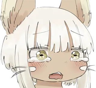 😭 b996ac1a Nanachi Made in Abyss animé, pleurer, triste, larmes, oreilles d'animaux telegram sticker