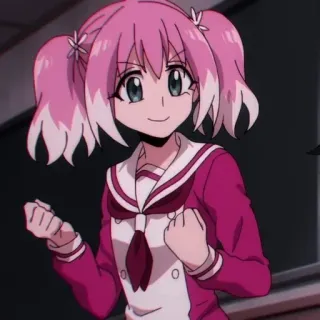 ✊ 8592bb24 anime, ragazza, capelli rosa, divisa scolastica, cartone animato, carina telegram sticker