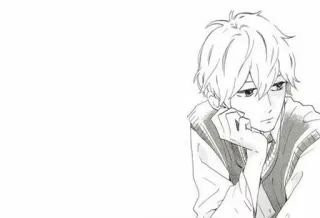 😒 402b6fac Anime, Manga, Ragazzo, Ritratto, Schizzo, Disegno telegram sticker