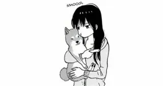 ❤ 823a73cf smooch cane, ragazza, shiba inu, abbraccio, amore, cartone animato telegram sticker