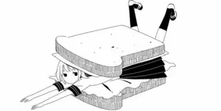 😋 b1914b8b panino, anime, manga, cibo, cartoni animati, ragazza, umorismo telegram sticker