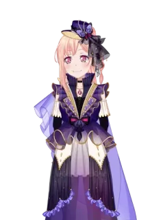 🥮 b8515622 gadis anime, gaun ungu, rambut pirang, anime, ilustrasi, karakter whatsapp sticker