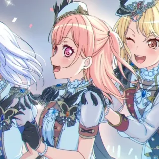 🥮 f9d14a54 Anime, Gadis, Karakter, Rambut merah muda, Rambut pirang, Ilustrasi, Seragam whatsapp sticker