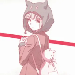 🌸 7299ea36 Chiaki Nanami Danganronpa 애니메이션, 게임, 캐릭터, 후드티, 고양이 귀 telegram sticker