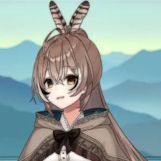 ⏳ 6721d684 Mumei anime, hololive, VTuber, cute, kawaii, brown hair, feathers telegram sticker