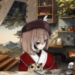 ⏳ ace8c2de anime girl, kawaii, cute, character, illustration, beret telegram sticker