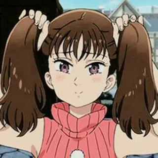 ✨ 653e0ba1 Diane Seven Deadly Sins Anime, Ragazza, Codini, Capelli castani, Maglione rosa, Diane, Seven Deadly Sins telegram sticker