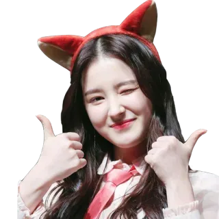 👍 9091b868 Nancy Jewel McDonie kpop, chanteur, mignon, clin d'oeil, oreilles de renard telegram sticker