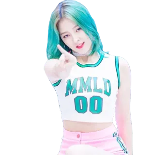 😏 9f365dd6 MMLD 00 femme, doigt d'honneur, kpop, Nancy, geste obscène, chanteuse telegram sticker