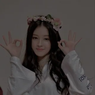 ✨ e2c2d7c3 femme, fille, couronne de fleurs, geste OK, beauté, portrait telegram sticker