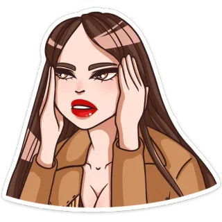 🧐 0e56ccc8 woman, brunette, makeup, portrait, cartoon, girl telegram sticker
